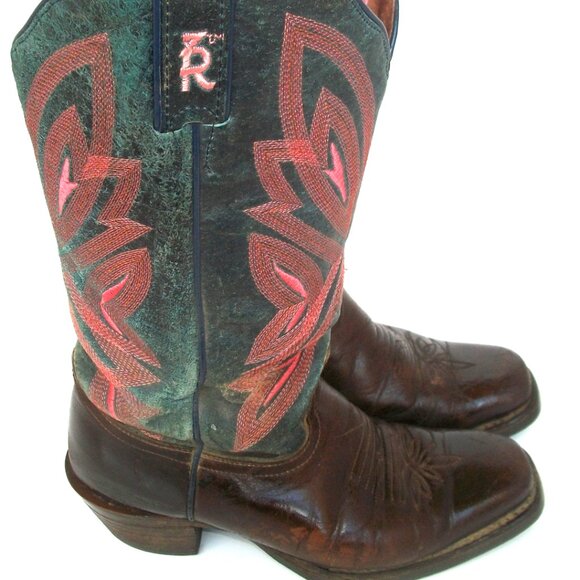 Tony Lama Handmade Embroidered Mid-Calf "R" Toe Cowgirl Boots 7.5M - Picture 4 of 11